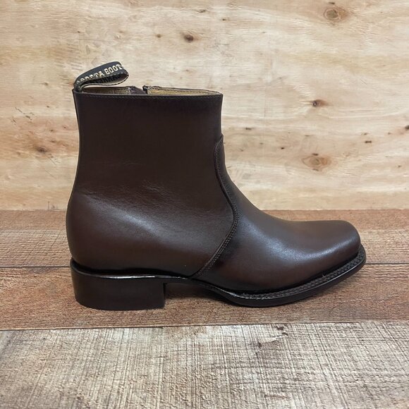 Men\'s Western Rodeo Genuine Brown Leather Half Boots with Zipper Dubai Toe 266 main image 5
